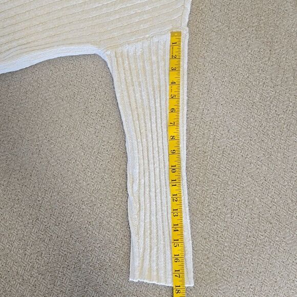 American Eagle Cream Beach Coastal Cotton Knit V-Neck Cardigan - Size Medium - Picture 11 of 14